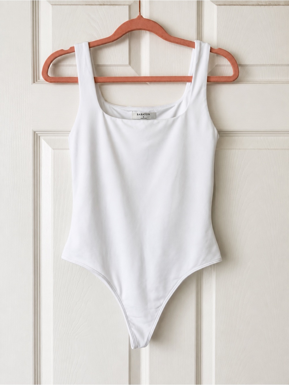 Aritzia Babaton White Square Neck Bodysuit